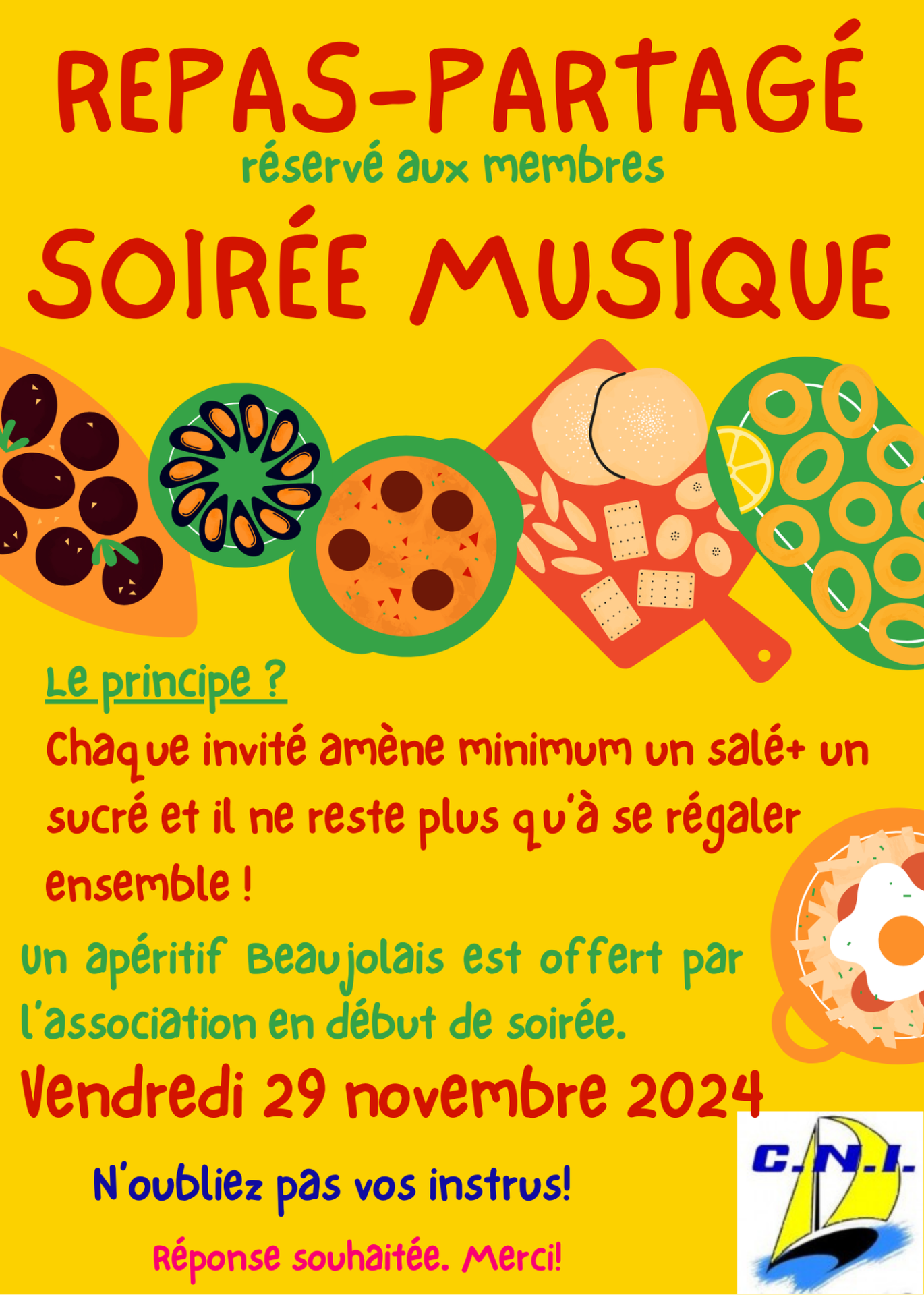 Repas partage soiree musique